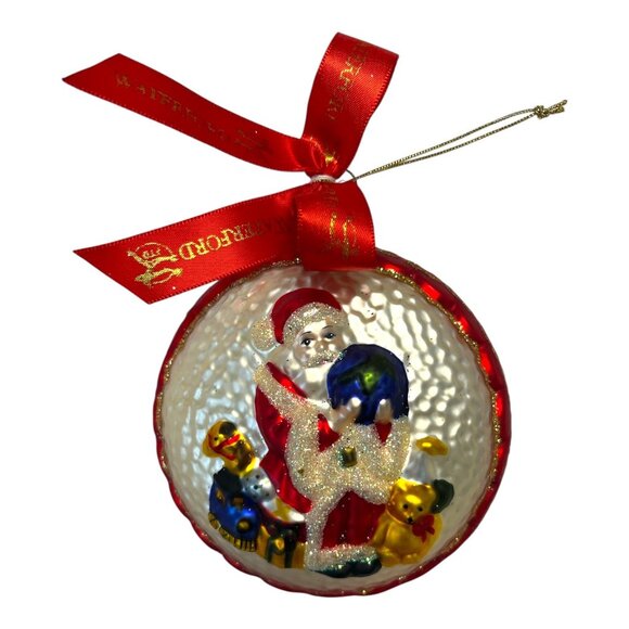 Waterford Holiday Heirlooms Santa Ornament – Hand-Painted Glass Globe – 4” - Picture 1 of 5